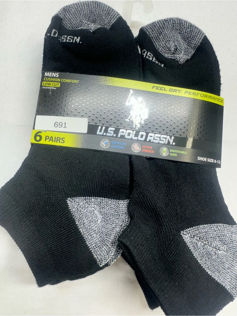 U.S. Polo Assn. Men's Low Cut Cushioned Socks - Black